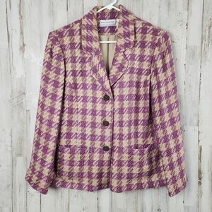 Alfred Dunner Blazer Purple Tan Check Size  12P
